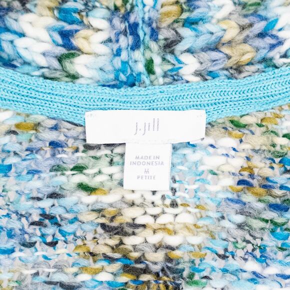 J.Jill Clarendon Cardigan Size Medium PETITE Marled Crochet Cozy Cabin Cottage - Picture 5 of 5